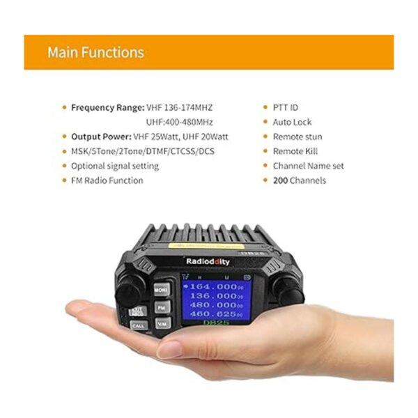 Radioddity DB25 Pro Mini radio móvil de doble banda_3