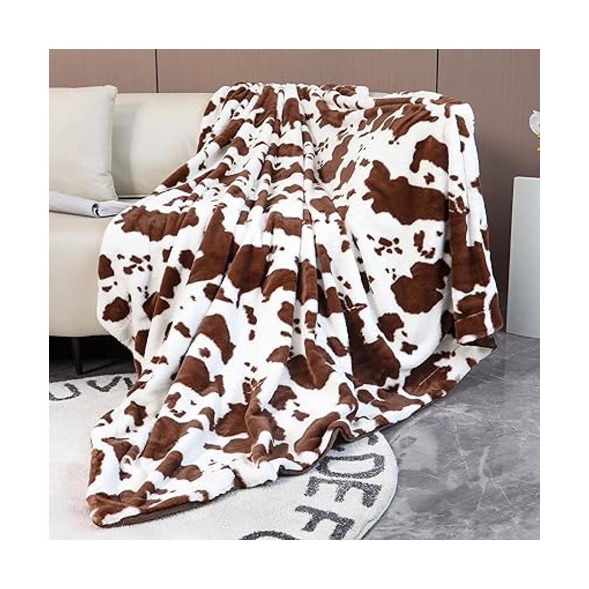 RYNGHIPY Manta con estampado de vaca para sofá o sillón