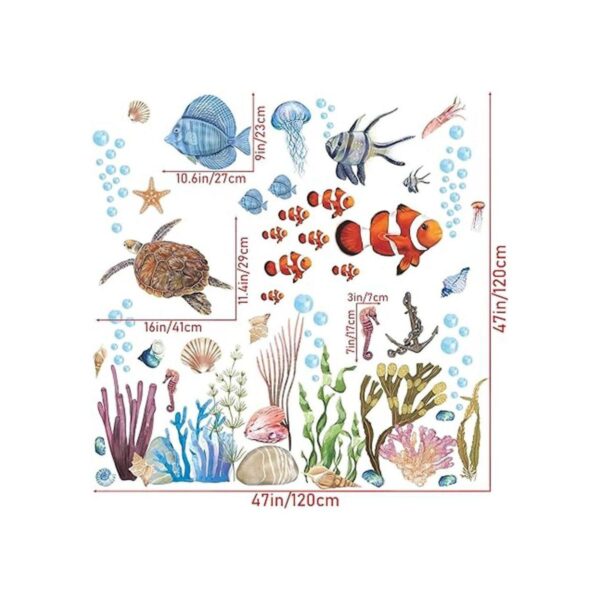 RW1045 colorido océano animales adhesivos de pared 3D