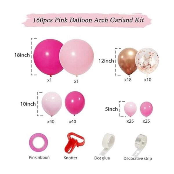 RUBFAC Kit de guirnalda de arco de globos rosados 160_2