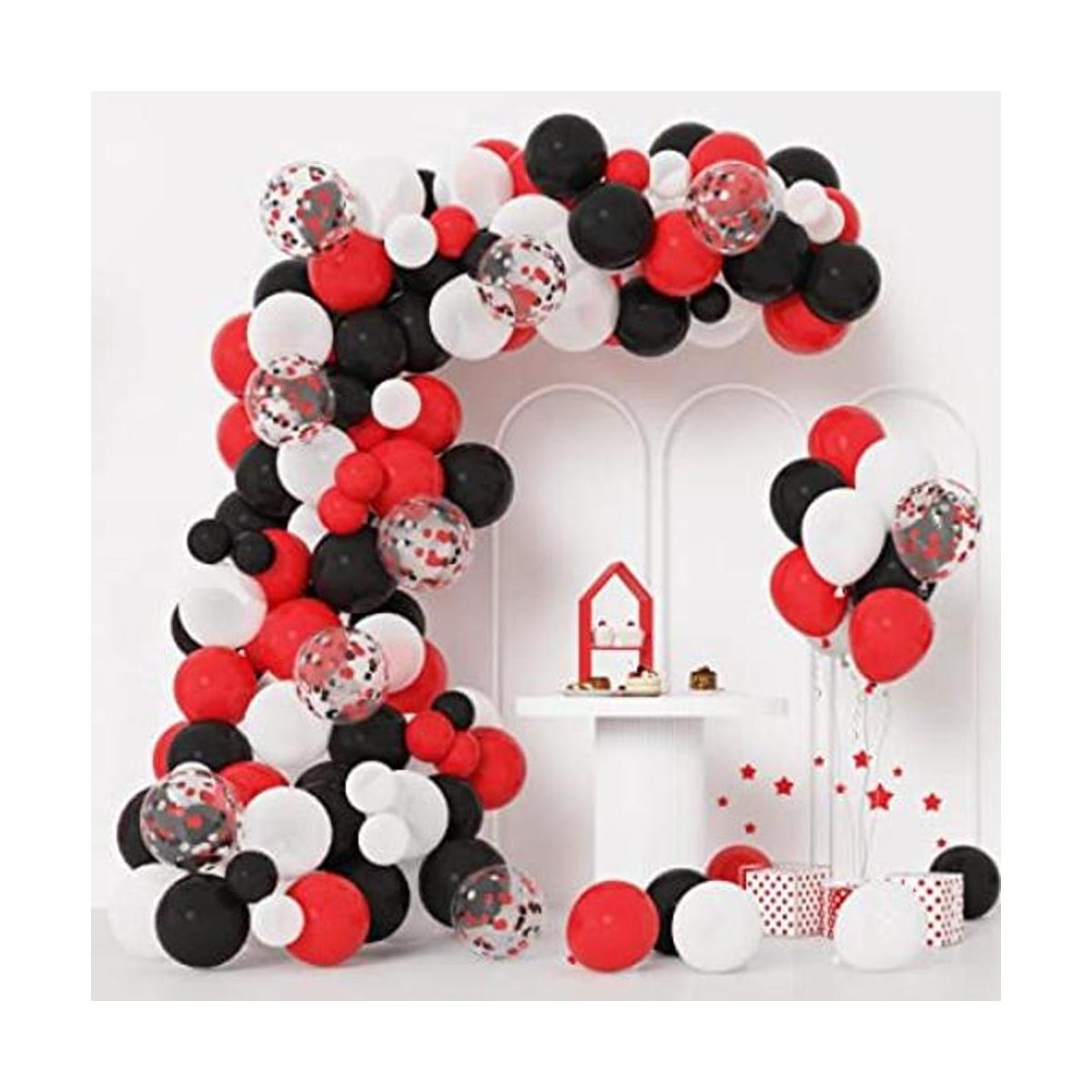 RUBFAC Kit de arco de guirnalda de globos rojos negros y