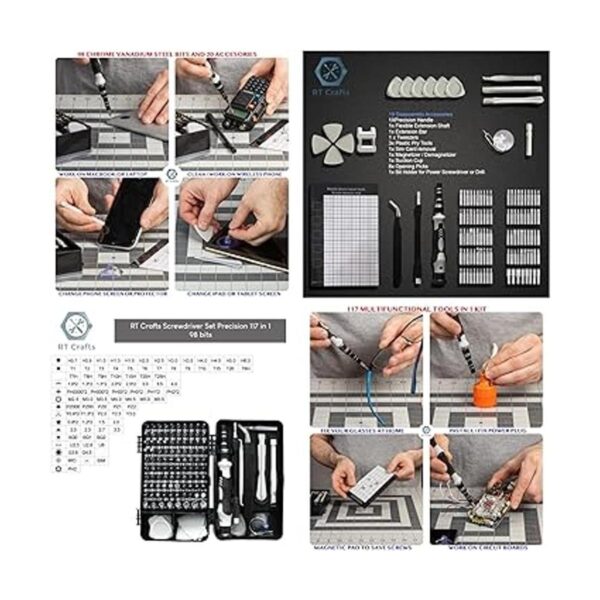 RT Crafts Juego de destornilladores de precisión 117 en 1