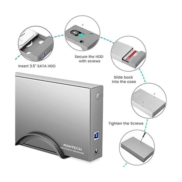 RSHTECH Carcasa de aluminio USB 3.1 Gen 1 HDD tipo C a_5