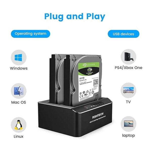 RSHTECH Base de disco duro externa de aluminio USB 3.0 a_4