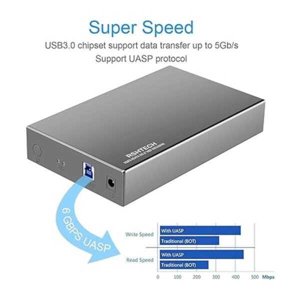 RSHTECH Carcasa de aluminio USB 3.1 Gen 1 HDD tipo C a_6