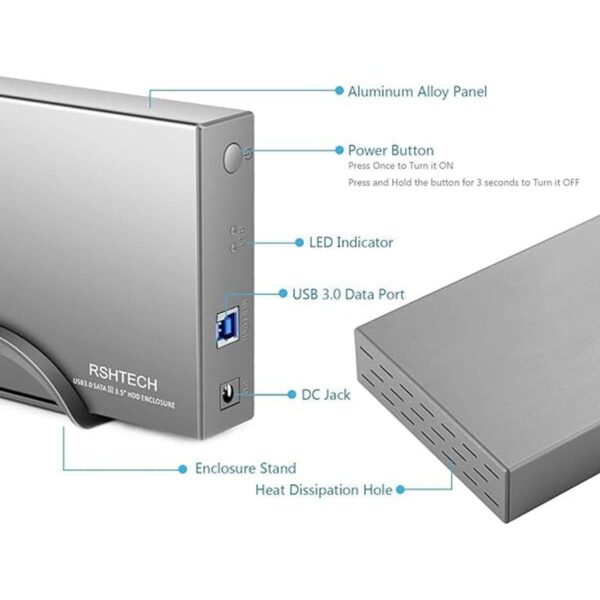RSHTECH Carcasa de aluminio USB 3.1 Gen 1 HDD tipo C a_4