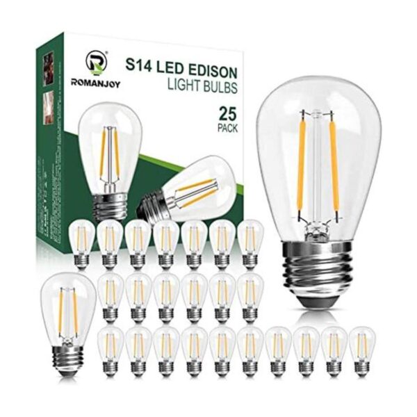 ROMANJOY Paquete de 25 bombillas LED de repuesto S14 para_1