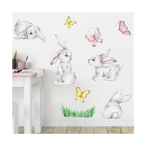 ROFARSO Linda calcomanía de pared de conejito de dibujos