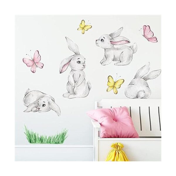 ROFARSO Linda calcomanía de pared de conejito de dibujos