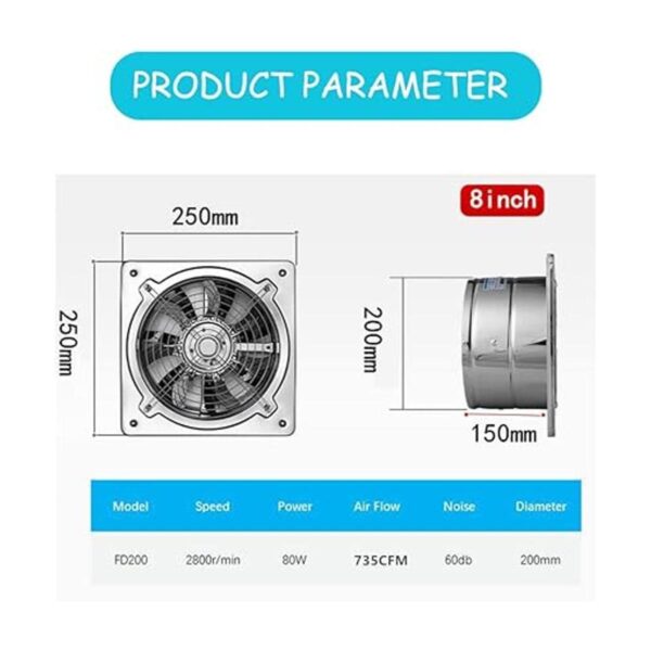 RLOZUI Ventilador de escape de 8 pulgadas 735CFM para_3