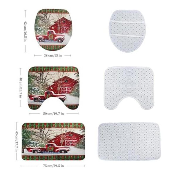 RLHHUG Juego de cortinas de ducha de Navidad con alfombras_6