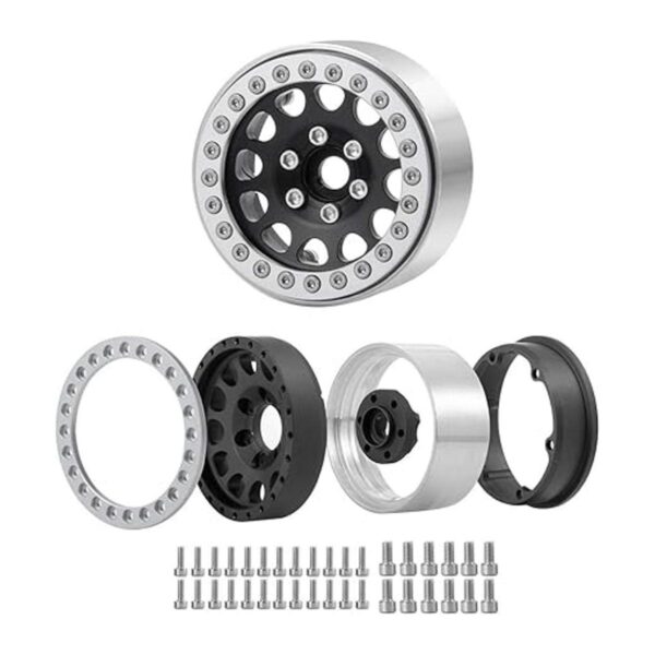 RCLIONS 4 llantas Beadlock de aleación de aluminio de 1.9