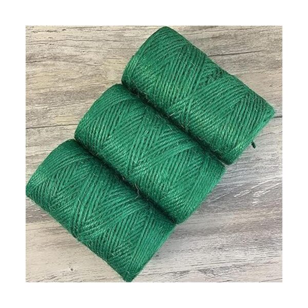 Quotidian Rollos de cuerda de yute verde de 3 capas de_2