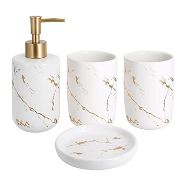 Qulable Juego completo de accesorios de baño color crema_1