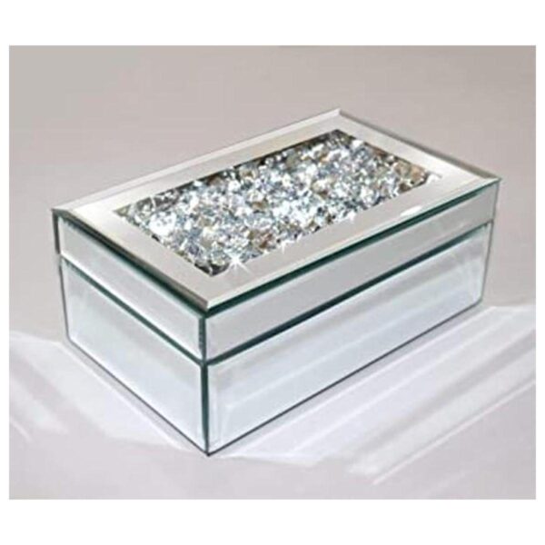 Qmdecor Joyero de lujo de cristal triturado con diamantes