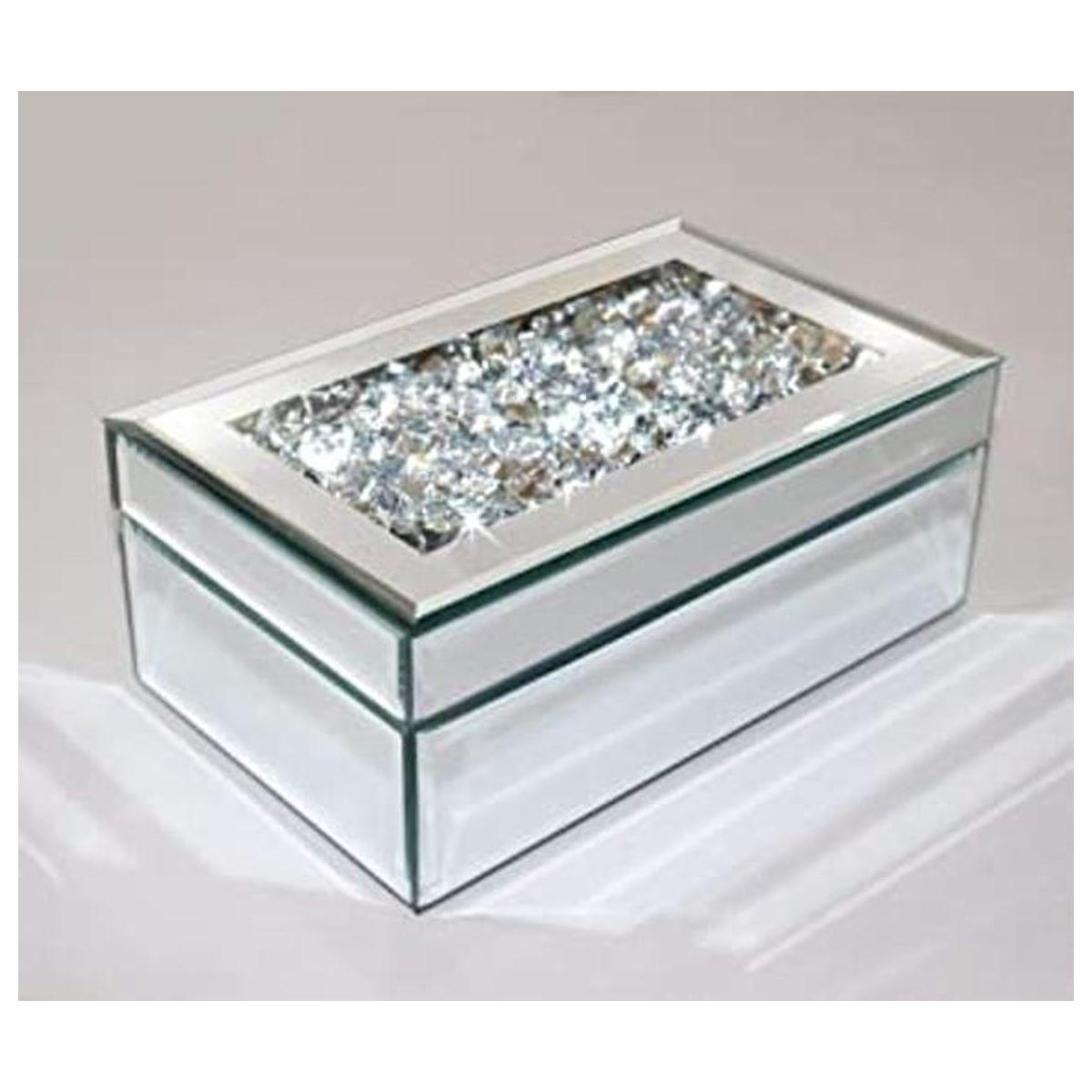 Qmdecor Joyero de lujo de cristal triturado con diamantes