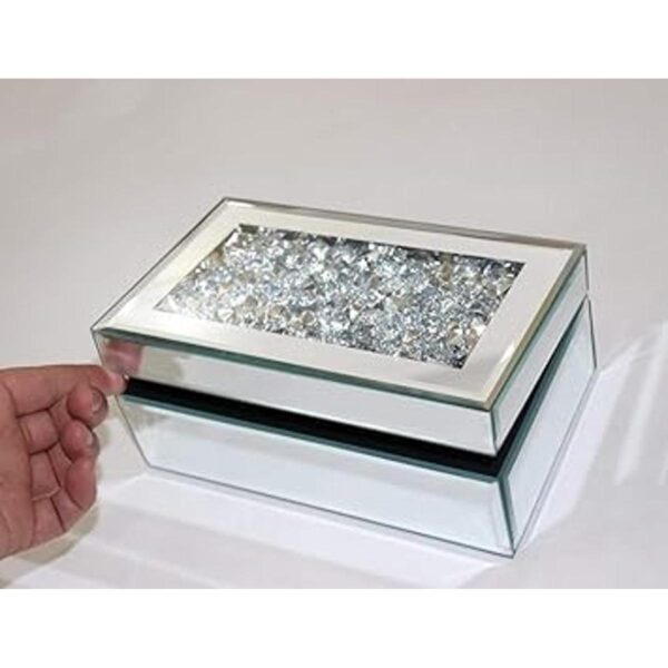 Qmdecor Joyero de lujo de cristal triturado con diamantes