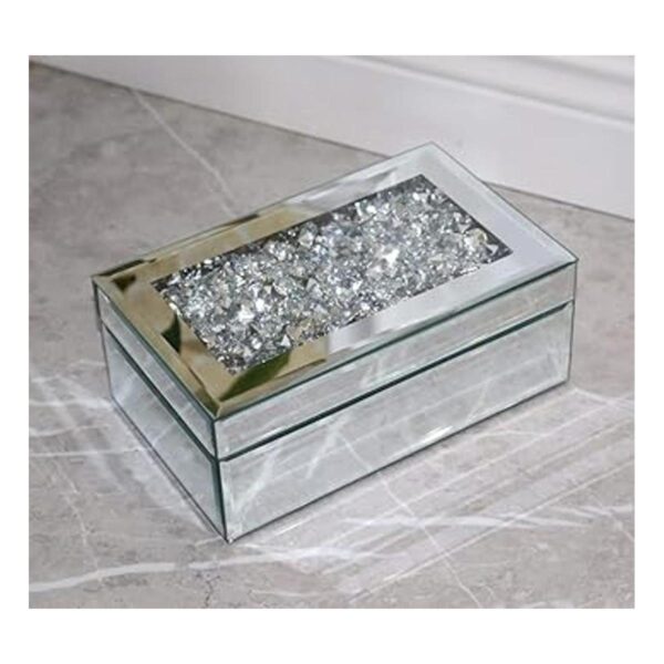 Qmdecor Joyero de lujo de cristal triturado con diamantes