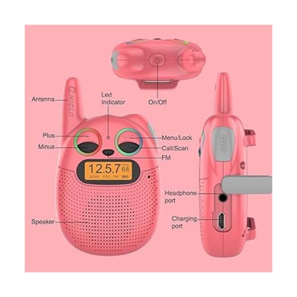 Qniglo Walkie Talkies recargables para niños paquete de 2_6