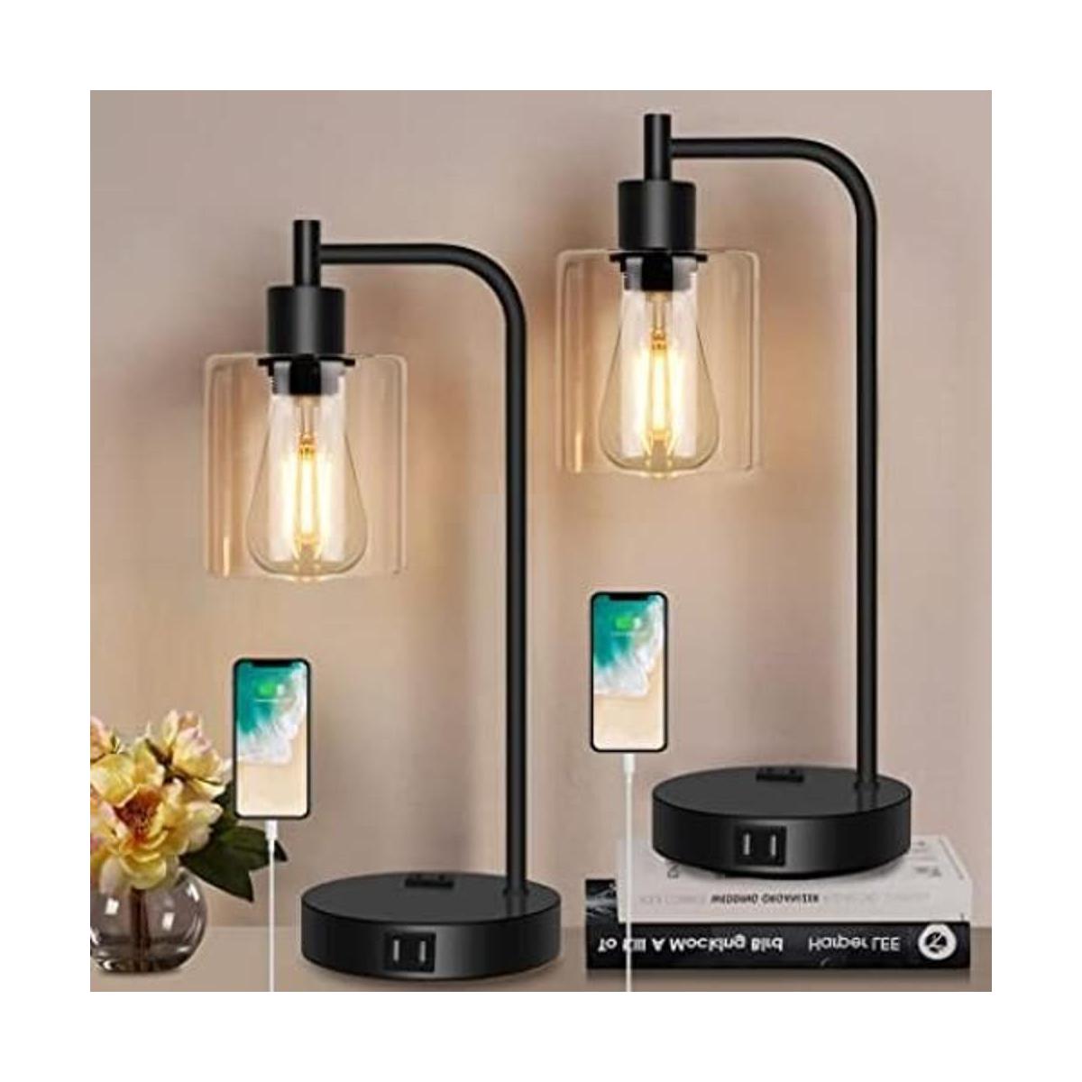 Qimh Lámpara de mesa industrial con control táctil con 2