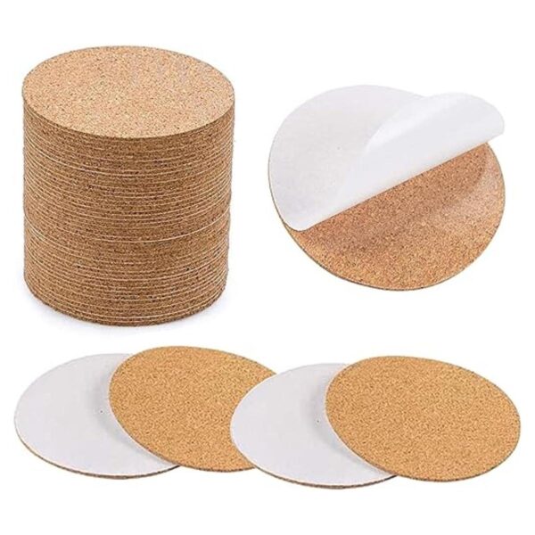 Qincling Paquete de 50 posavasos de corcho autoadhesivos