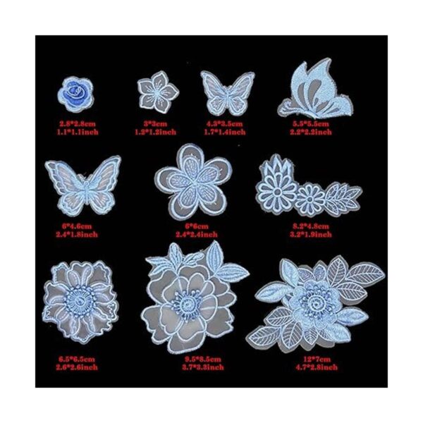 Qililandiy 10 piezas bordado de flores de mariposa para_5