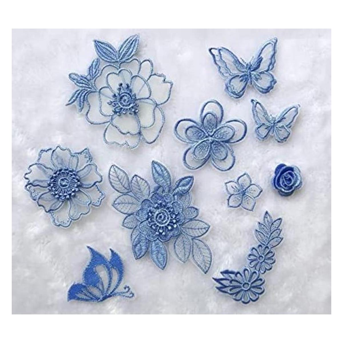 Qililandiy 10 piezas bordado de flores de mariposa para