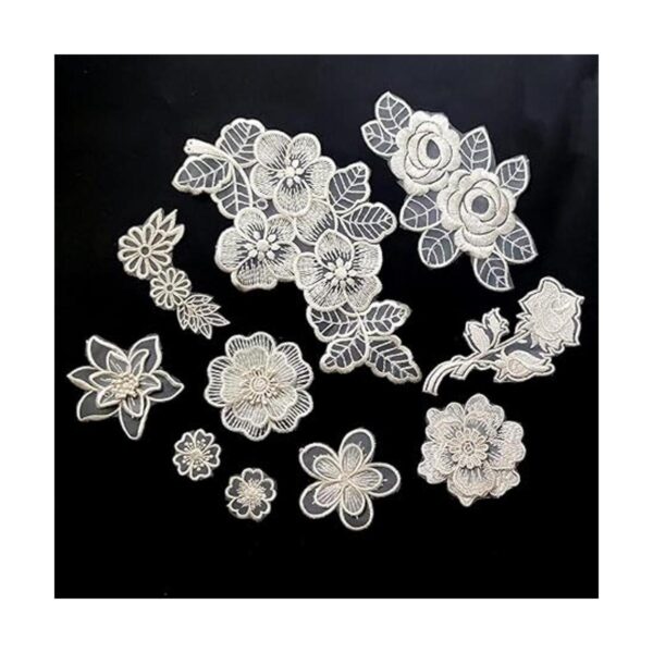 Qililandiy 10 parches de flores de encaje de estilo mixto_5