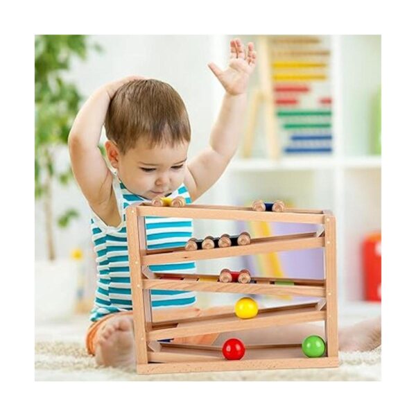 Qilay Juguete de carreras de madera para niños pequeños_2