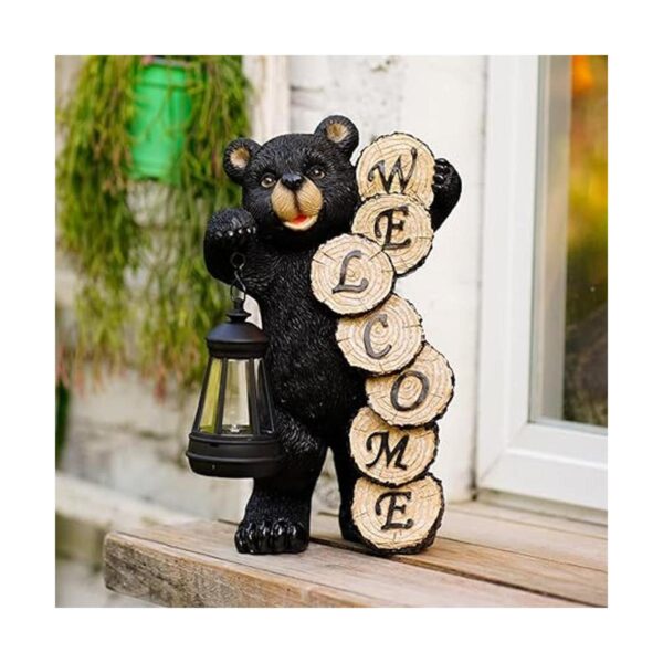 Qeeman Large Black Bear Home DecorWelcome Bear Statue_6