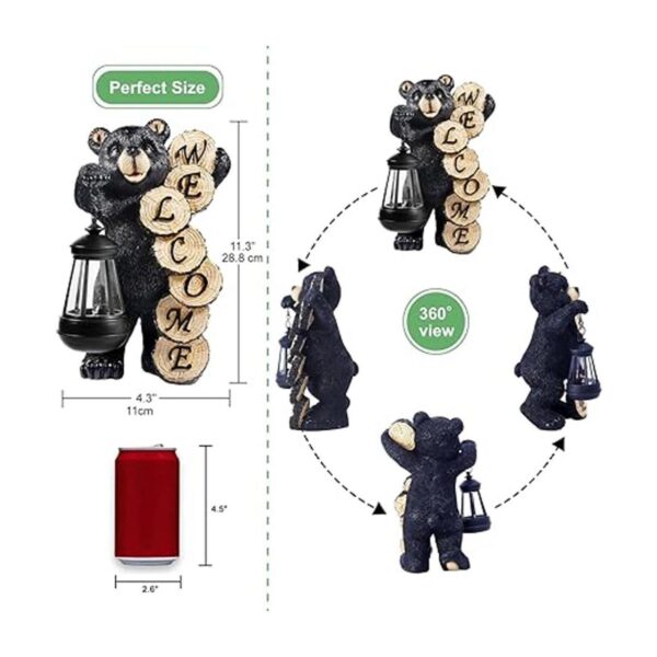 Qeeman Large Black Bear Home DecorWelcome Bear Statue_2