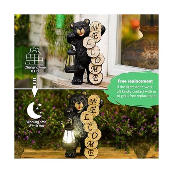 Qeeman Large Black Bear Home DecorWelcome Bear Statue_4