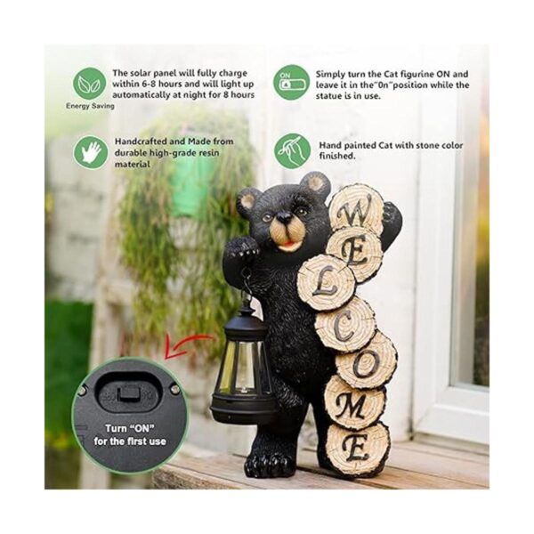 Qeeman Large Black Bear Home DecorWelcome Bear Statue_3