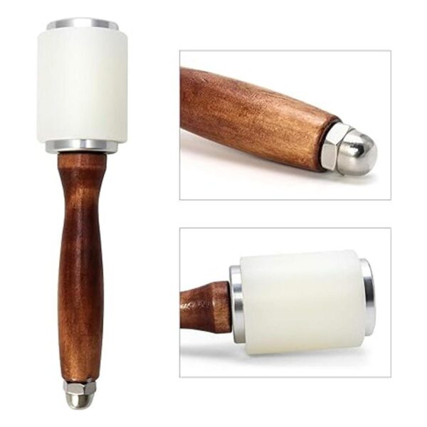 QWORK Martillo de cuero de 8 pulgadas mazo de artesanía_3