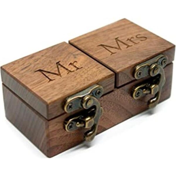 QTMY Caja para anillos de compromiso caja de madera para
