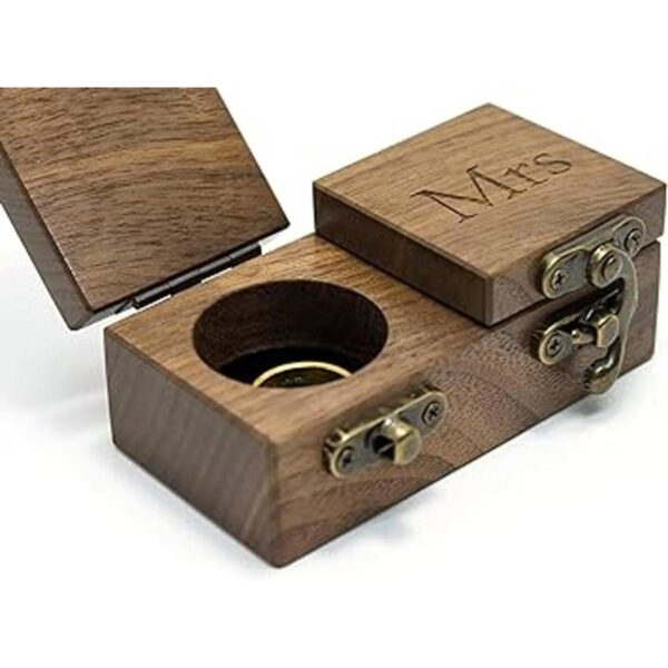 QTMY Caja para anillos de compromiso caja de madera para
