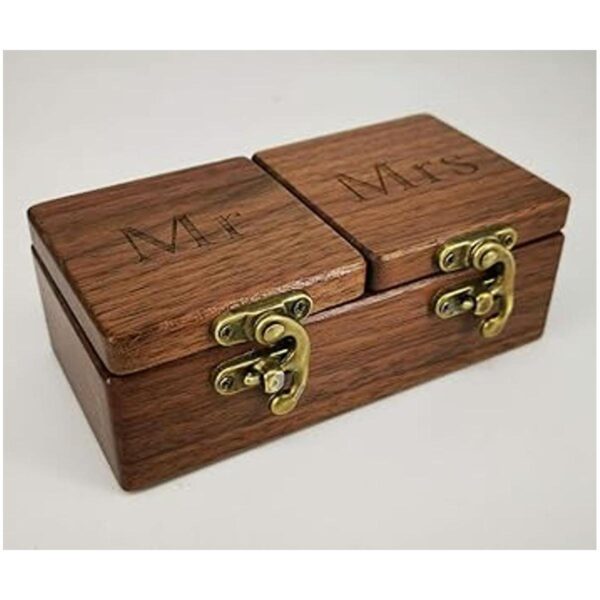 QTMY Caja para anillos de compromiso caja de madera para