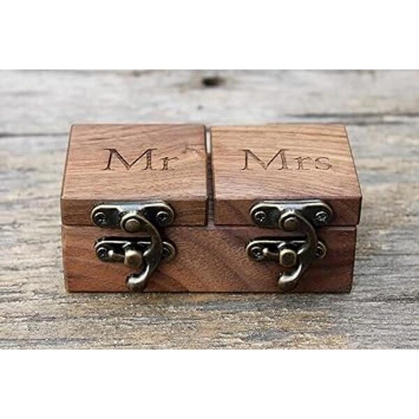 QTMY Caja para anillos de compromiso caja de madera para