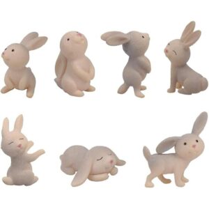 QTFHR 7 piezas de figuras de animales de conejo para