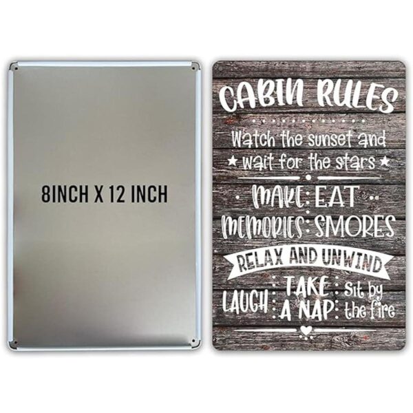 QIONGQI Funny Cabin Rules Metal Tin Sign Decor Farmhouse_2
