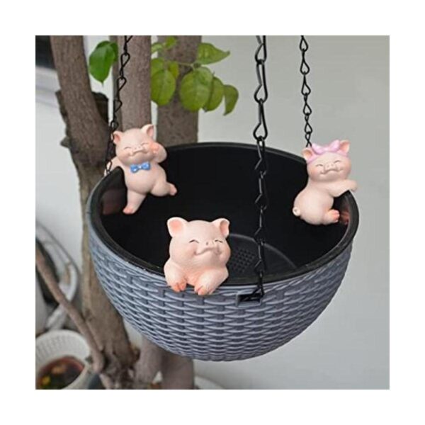 QIANSHENG Juego de 3 estatuas de cerdo de jardín para_1
