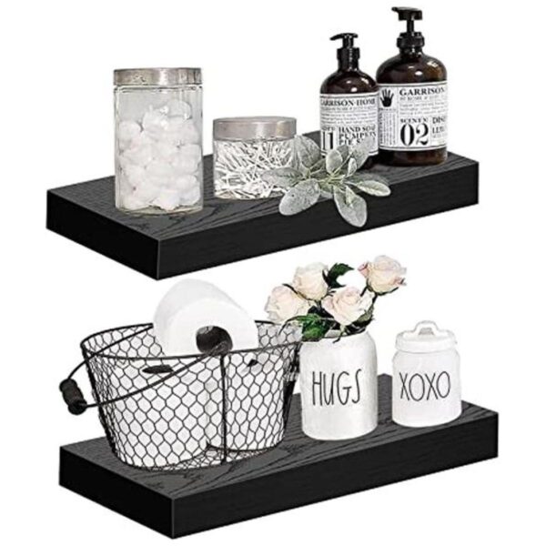 QEEIG Estantes flotantes negros para baño estante de baño