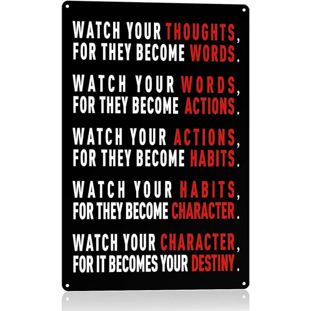 Póster de NC Watch Your Thoughts Motivational Cartel de