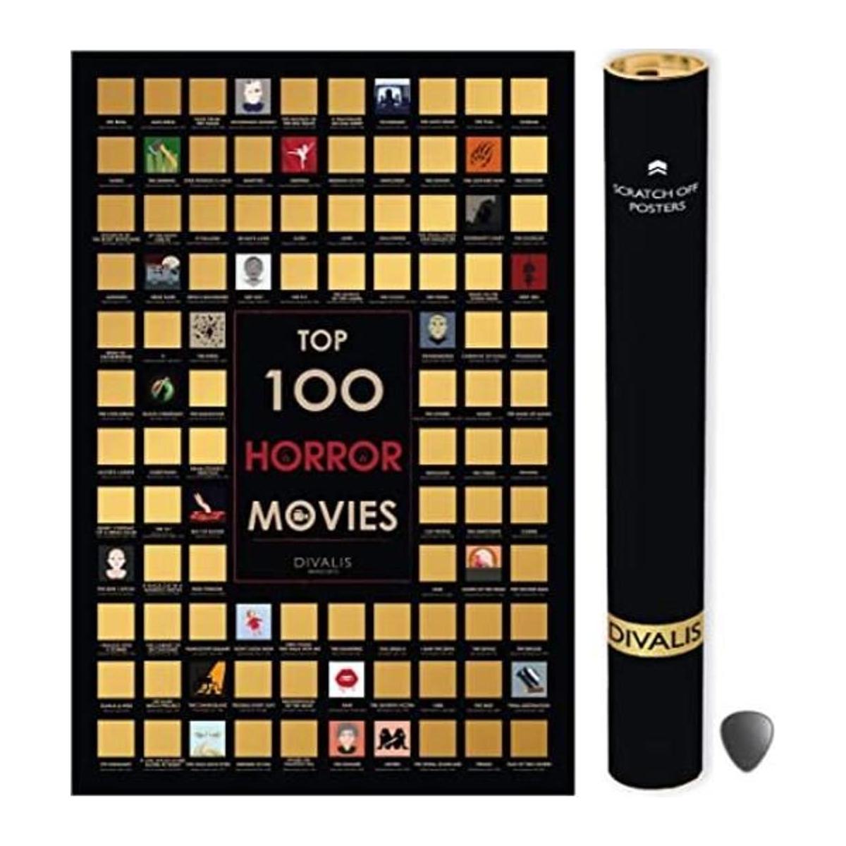 Póster rascador de 100 películas de terror póster grande