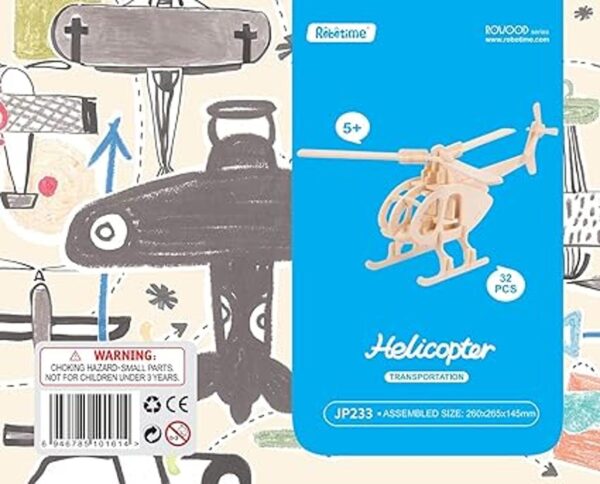 Puzzle 3D de madera de helicóptero modelo creativo_6