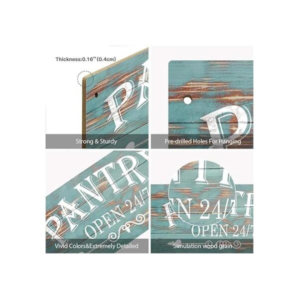 Putuo Decor Cartel de pared con diseño de despensa azul_4