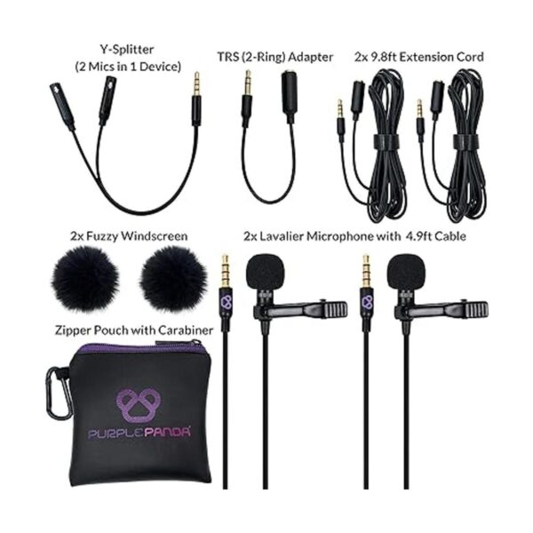 Purple Panda Kit de micrófono de solapa Lavalier de doble_6