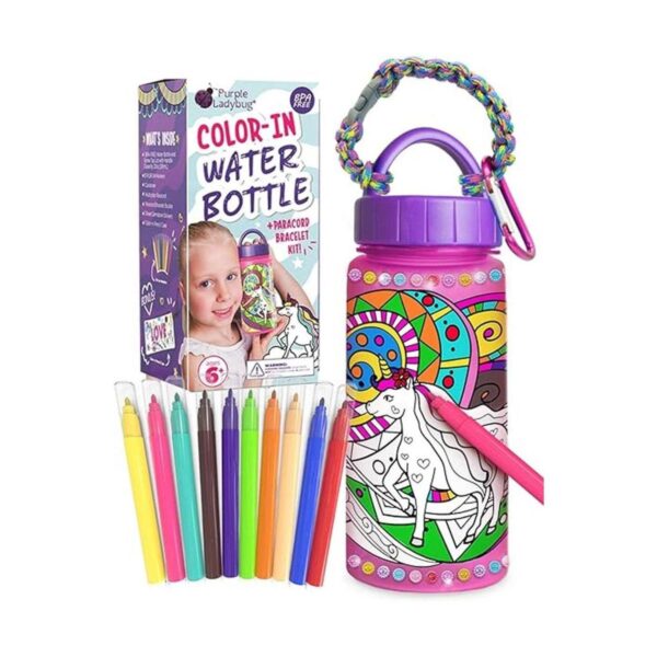 Purple Ladybug Decora tu propia botella de agua para niñas_1