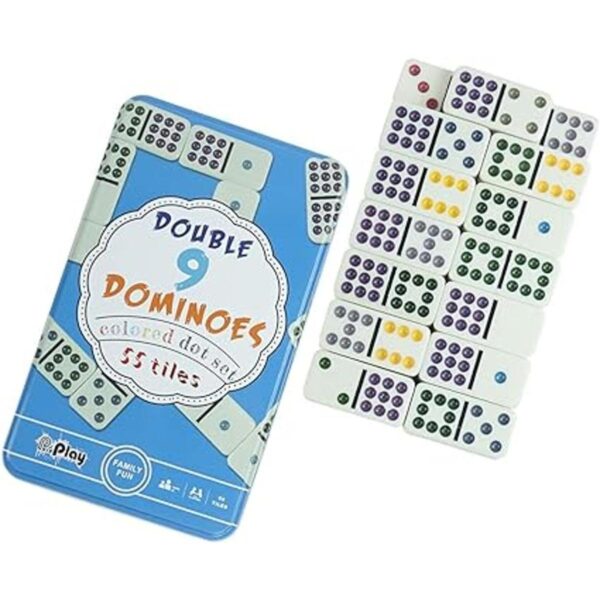 Pureplay Classic Juego de dominó doble de 9 colores 55_6