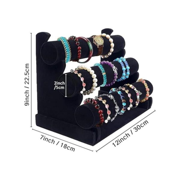 Pulsera y collar de terciopelo negro con barra en T de 3_3
